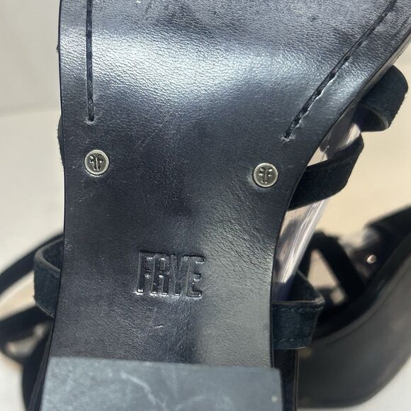 Frye Brielle Gladiator Women Size 7.5 Black Suede High Heel Ankle Sandal - Picture 6 of 8